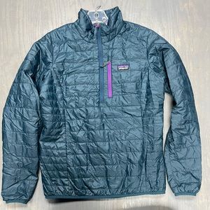 PATAGONIA NANO PUFF Turquoise/Purple PULLOVER 1/2 zip JACKET